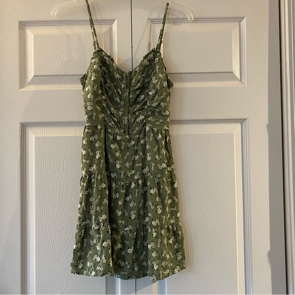 aeropostale green floral dress Aeropostale seafoam green Floral maxi slit sundress tie front MEDIUM NWOT